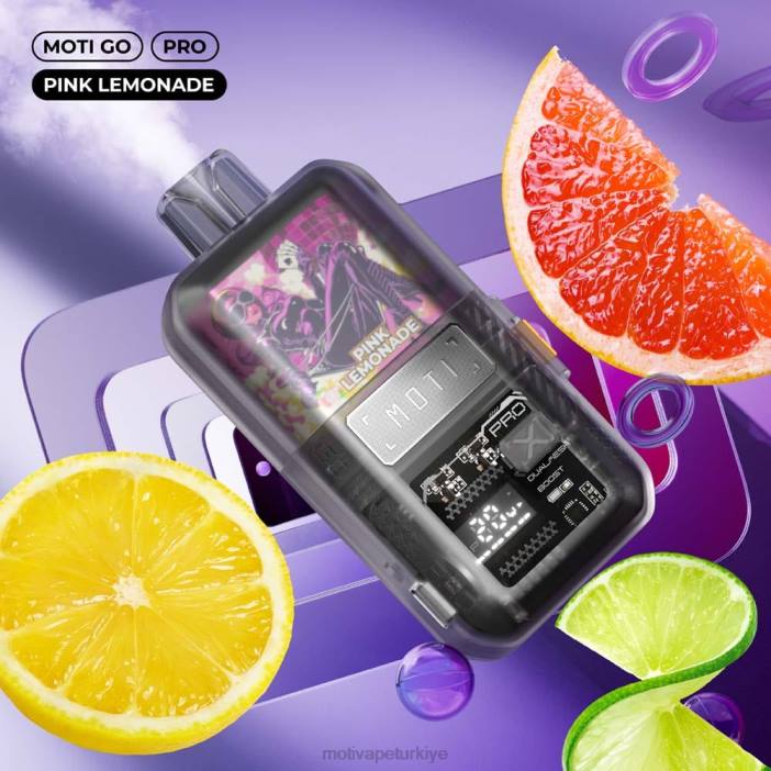 pembe limonata 000H18 - Moti vape for sale MOTI Go Pro tek kullanımlık elektronik sigara (%5, 12000 nefes)
